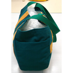 【競走馬調教用ゼッケン使用：ゼッケンバッグ】　トートバッグＬ【1-緑色ゼッケン×橙文字】