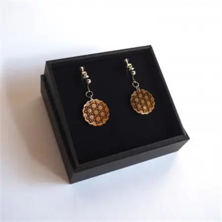茶蝶貝のレース彫刻「麻」イヤリング_装飾品・工芸品 ピアス・イヤリング アクセサリー _【1237888】