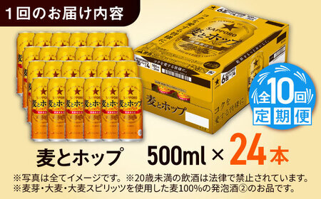 【全10回定期便】サッポロビール 麦とホップ 500ml×24缶 合計240缶  /ビール 発泡酒 お酒 大分 日田 /[ARDC141]