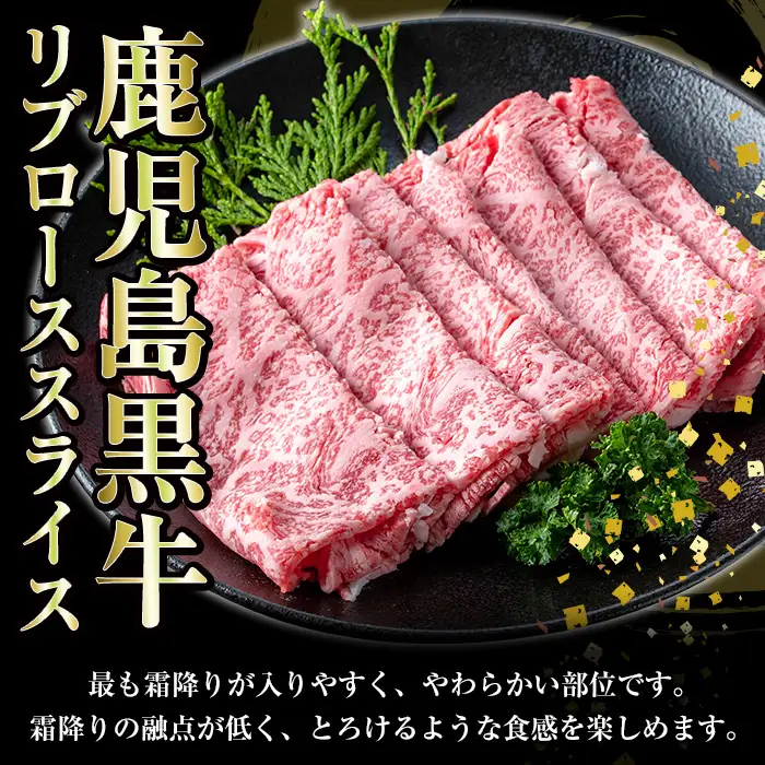 鹿児島黒牛 食べ比べ 600g リブロース スライス （300g×1P） 肩ロース スライス （300g×1P）5等級 すき焼きセット  【H-101】 【00-058-04】