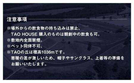 【野外劇場TAOの丘】 ふるさと納税限定 チケット 1名様分！！ 【2026年公演チケットお申込日より順次発送】