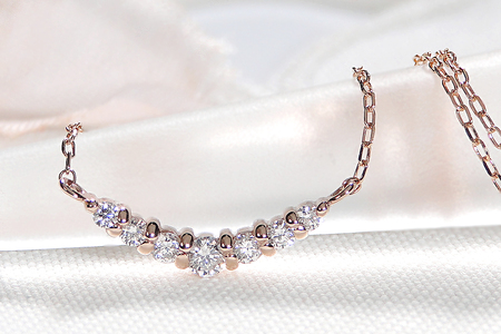 【0.12ct】K18PGグラデーション ダイヤモンド ネックレス CSN00201-18P 18金 SWAV018