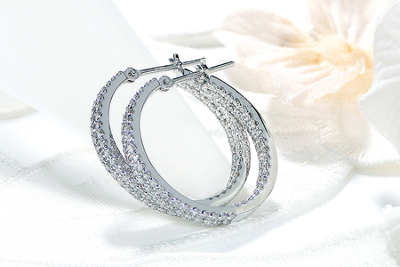 K18WG 【1.0ct】ダイヤモンドエタニティフープピアス【20mm】 18金 CSP00052-18W SWAV034