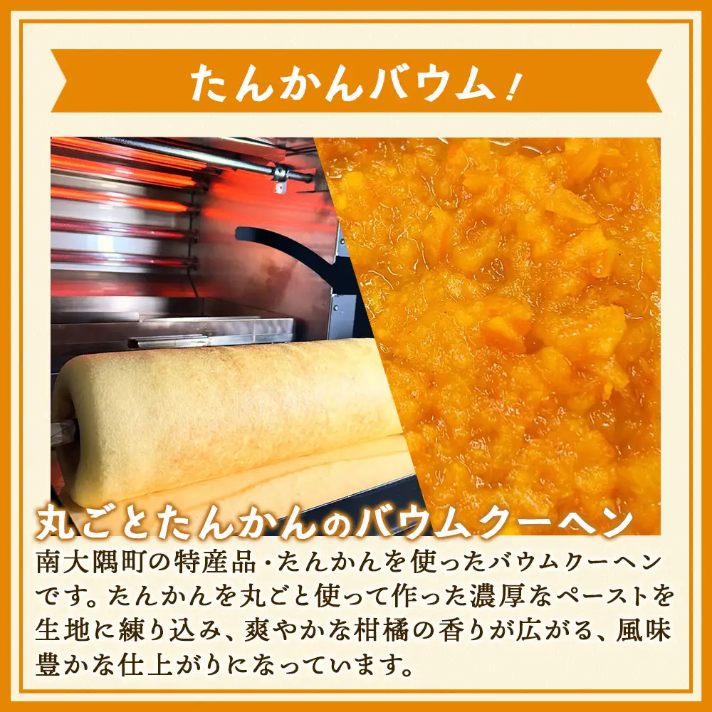 バウムクーヘン 2個セット ( プレーン ・ たんかん ) SH-714 ｜バウムクーヘン バームクーヘン スイーツ ケーキ 焼き菓子 洋菓子 お菓子 おかし おやつ デザート プレゼント 贈り物 ギフト 常温 鹿児島県 南大隅町 31℃LINE花子