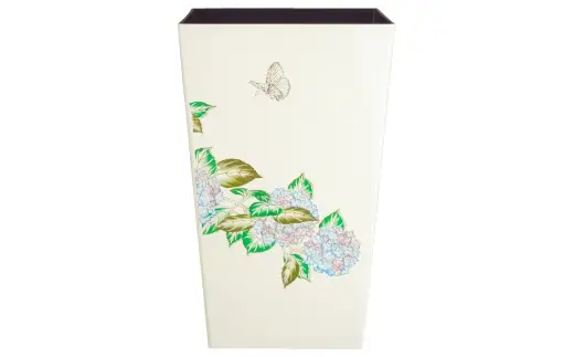 蒔絵調 ダストボックス M角 6.7L 紫陽花ホワイト タツクラフト 【Tk142】【ttcf922-maki-awh-6d7】