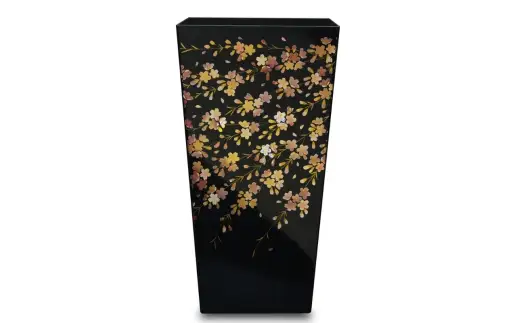 蒔絵調 ダストボックス L角 9.5L 桜ブラック タツクラフト 【Tk143】【ttcf922-maki-sbl-9d5】