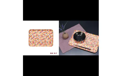 タツクラフト 友禅和紙トレー M 33cm 2枚セット 梅桜 格子 【Tk305】【ttcf922-yum-3】