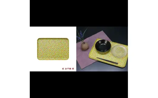 タツクラフト 友禅和紙トレー M 33cm 2枚セット 桜 金平糖 緑 【Tk311】【ttcf922-yum-9】