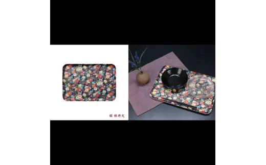 タツクラフト 友禅和紙トレー M 33cm 2枚セット 桜 牡丹文 【Tk315】【ttcf922-yum-13】
