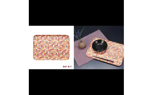 タツクラフト 友禅和紙トレー L 39cm 2枚セット 梅桜 格子 【Tk319】【ttcf922-yul-3】
