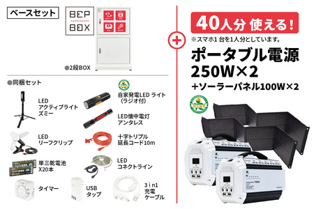 防災ロッカー ピンバン2台セット (BCP-2-B)｜ポータブル電源 ソーラーパネル LED 照明 備蓄 [0883]