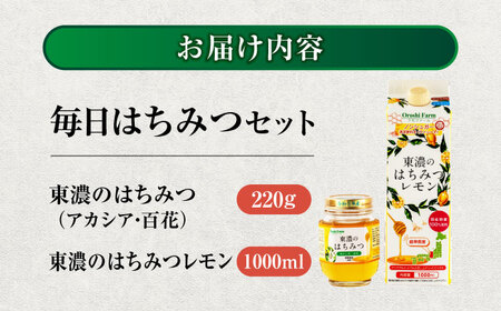 毎日ハチミツセット 東濃のはちみつ はちみつレモン【土岐市観光協会】ハチミツ ジュース 健康[MGM003]