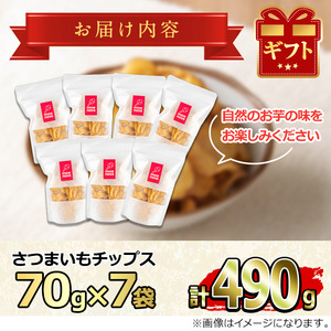 【0105918a】物産館おすすめ！さつまいもチップス(70g×7袋) さつまいも サツマイモ 芋 チップス おやつ お茶うけ おつまみ 紅はるか 常温 常温保存 【東串良物産館ルピノンの里】