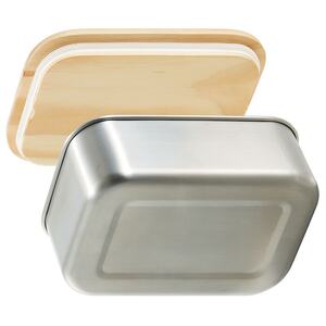 お弁当箱 ランチボックス「木蓋付き ステンレス 弁当箱」 650ml 天然目 木目 おしゃれ 木お弁当箱 木蓋お弁当箱 オシャレお弁当箱 おしゃれお弁当箱 【スケーター株式会社】 596414 12-033