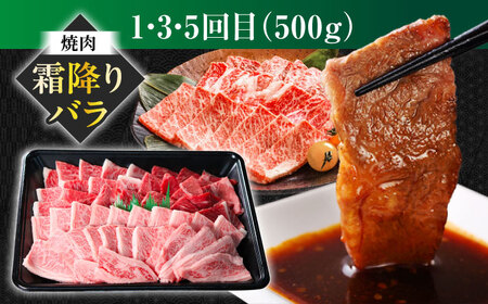 【6回定期便】 【交互定期便】 飛騨牛 ■1回目 霜降り バラ 焼肉 500g ■2回目 赤身（ モモ / カタ ）すき焼き しゃぶしゃぶ 国産 牛 肉 すきやき 赤身 赤身肉 岐阜市 / 丸福商店[ANBO052]