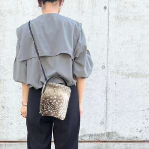 バンビ柄エコファー 2WAYバケツミニバッグ（グレー）CUSTOM BAG Milih 48-003