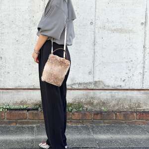 バンビ柄エコファー 2WAYバケツミニバッグ（ベージュ）CUSTOM BAG Milih 48-004