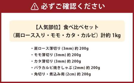 【エシカル和牛】あか牛の極み・人気部位食べ比べセット 計約1kg 食べ比べ セット 赤牛 焼き肉  鉄板焼き 焼きしゃぶ