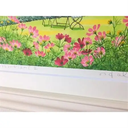 栗乃木ハルミ版画額装品「コスモスにかこまれて2」【1229916】