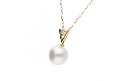 【星影】無調色 アコヤ真珠（日本） 8.0mm ラウンド ダイヤモンド K18 イエローゴールド ペンダントトップ