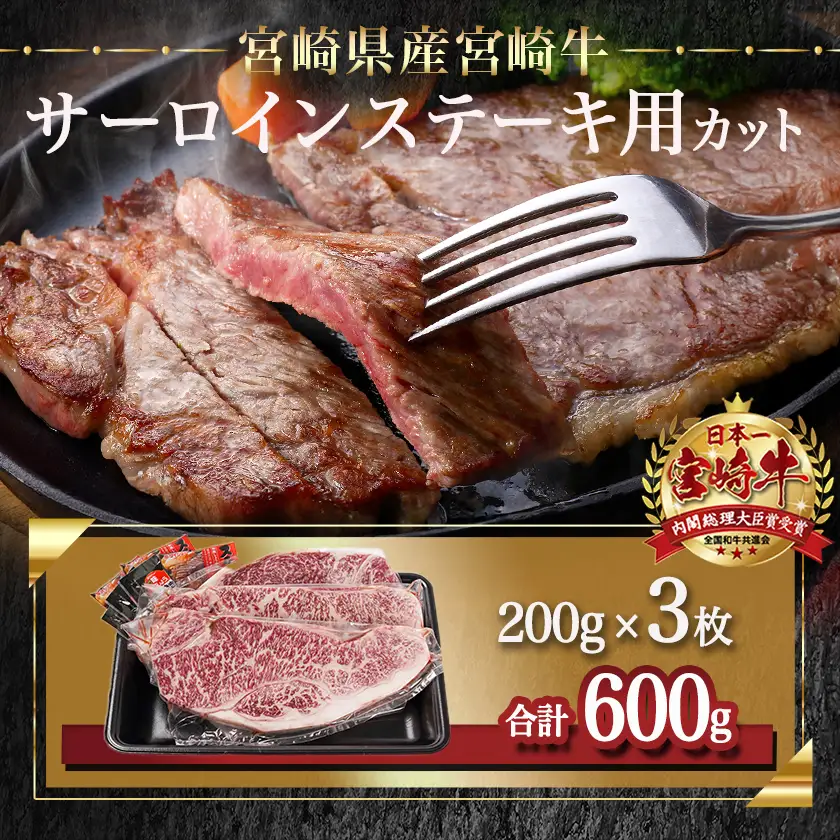 宮崎牛サーロインステーキ(200g×3枚)≪みやこんじょ快速便≫〔26-N401-R〕_(都城市) 宮崎県産宮崎牛 サーロインステーキ 200g 3枚 牛肉 ステーキ サーロイン