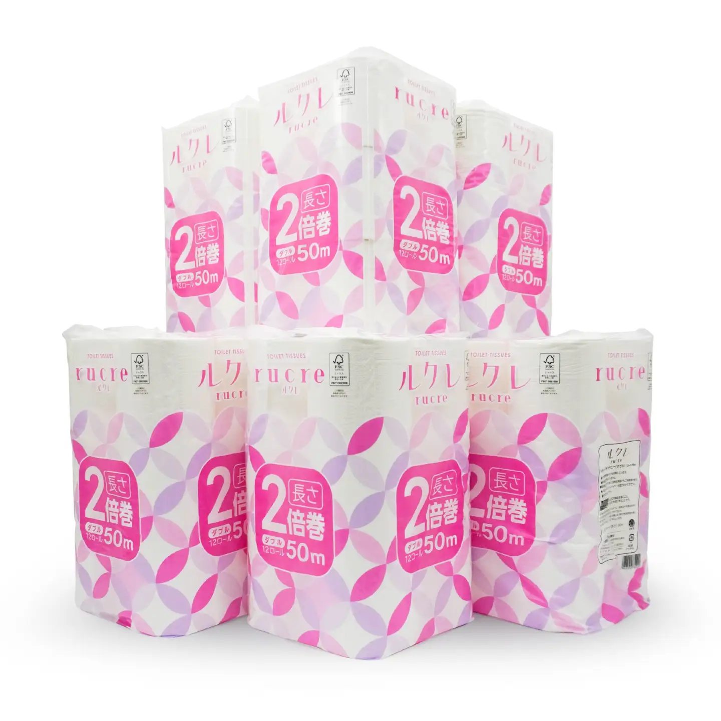 ルクレ FSC®認証 トイレットペーパー 2倍巻 ダブル 50ｍ 12R×6