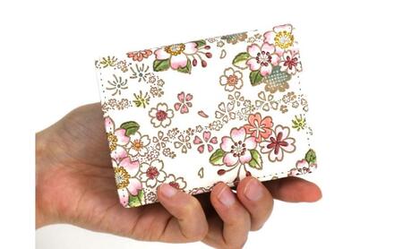 【文庫屋大関】箱まち小銭入れ かすみ桜【皮革工芸品】 革製品 工芸品 民芸品 牛革 財布 小銭入れ 小物入れ お祝い ギフト プレゼント 墨田区 東京都
