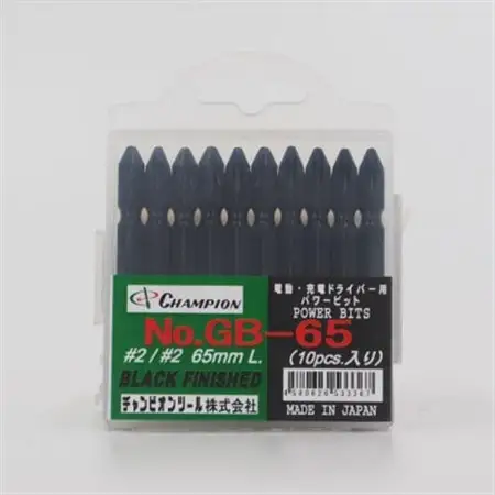チャンピオンツール　ブラック 両頭ビット +2×65 10本組 プラス マグネット付き_雑貨   _【配送不可地域：沖縄県】【1589094】