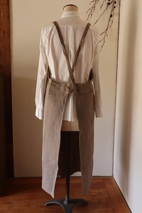 すりっとエプロン・long Fu-ra 【カラー：モカ】エプロン 手作り ハンドメイド 33-009