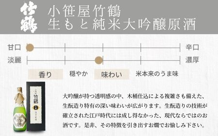 竹鶴酒造 小笹屋竹鶴 生もと 720ml 3種セット【 純米原酒 純米吟醸 純米大吟醸 生? 飲み比べ のみくらべ 日本酒 酒 燗酒 お酒 広島県 竹原市】