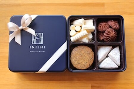 【INFINI】アソルティモン・プティ（ネイビー缶） スイーツ 洋菓子 焼き菓子 詰め合わせ サブレ メレンゲ クッキー缶 お菓子 人気 贈り物 ギフト プレゼント_0004-005-se4
