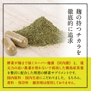 C5-029-B 《定期便・全6回》茶麹 乳酸菌入り酵素サプリメント62粒入×1袋ずつ(計6袋)【河内菌本舗】霧島市 国産 麹 こうじ 乳酸菌 菌 酵素 サプリ 発酵 定期便