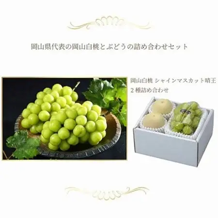 【先行受付】岡山県産　岡山白桃エースL　200g×2玉・シャインマスカット晴王400g×1房　詰合【配送不可地域：離島・北海道・沖縄県】【1308776】