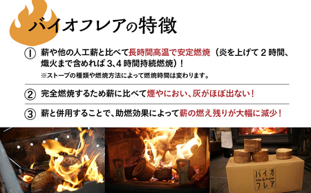 バイオフレア（14個+焚きつけ材 約10kg）×1箱  固形燃料 【AEJ株式会社】【109-1】