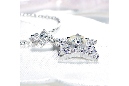 ネックレス プラチナ PT900 ダイヤモンド 1.0ct ベリーライトイエロー ひし形 1カラット ペンダント【f073-pt】 [株式会社オーダーメイドジュエリーメイ 山梨県 韮崎市 20742946]