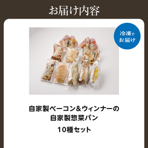 自家製ベーコン&ウィンナーの自家製惣菜パン10種セット！ 065-11