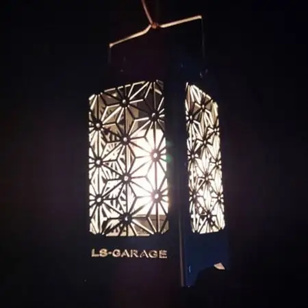 LEDランプシェード　麻のは文様四角【1589796】