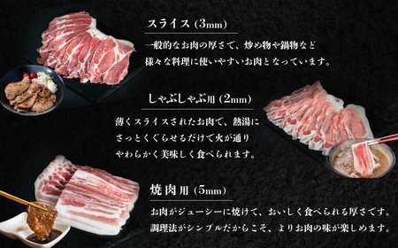 茨城 ブランド豚 ローズポーク 3部位 食べ比べ 計1kg ( ロース 310g / 肩ロース 330g / バラ 360g ) 焼肉用 5mm