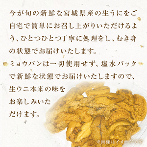 生うに ウニ 訳あり 塩水生うに 宮城県産  160g（80g×2） 生ウニ 生雲丹 うに 雲丹 塩水うに 塩水ウニ 塩水雲丹 冷蔵 期間限定 数量限定