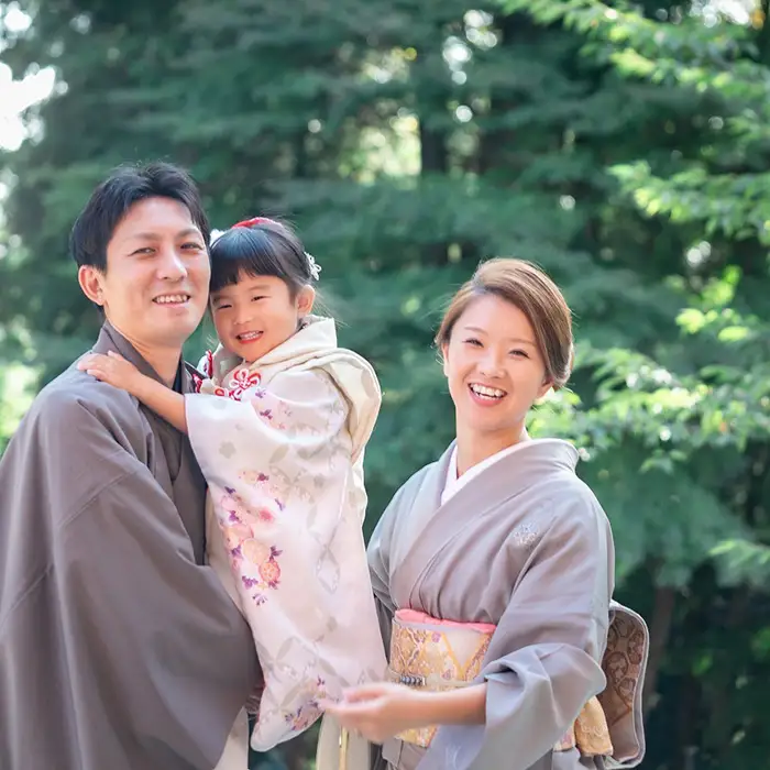 七五三衣装レンタル・お着付け　家族で和装＆ロケーション撮影付きプラン No.159