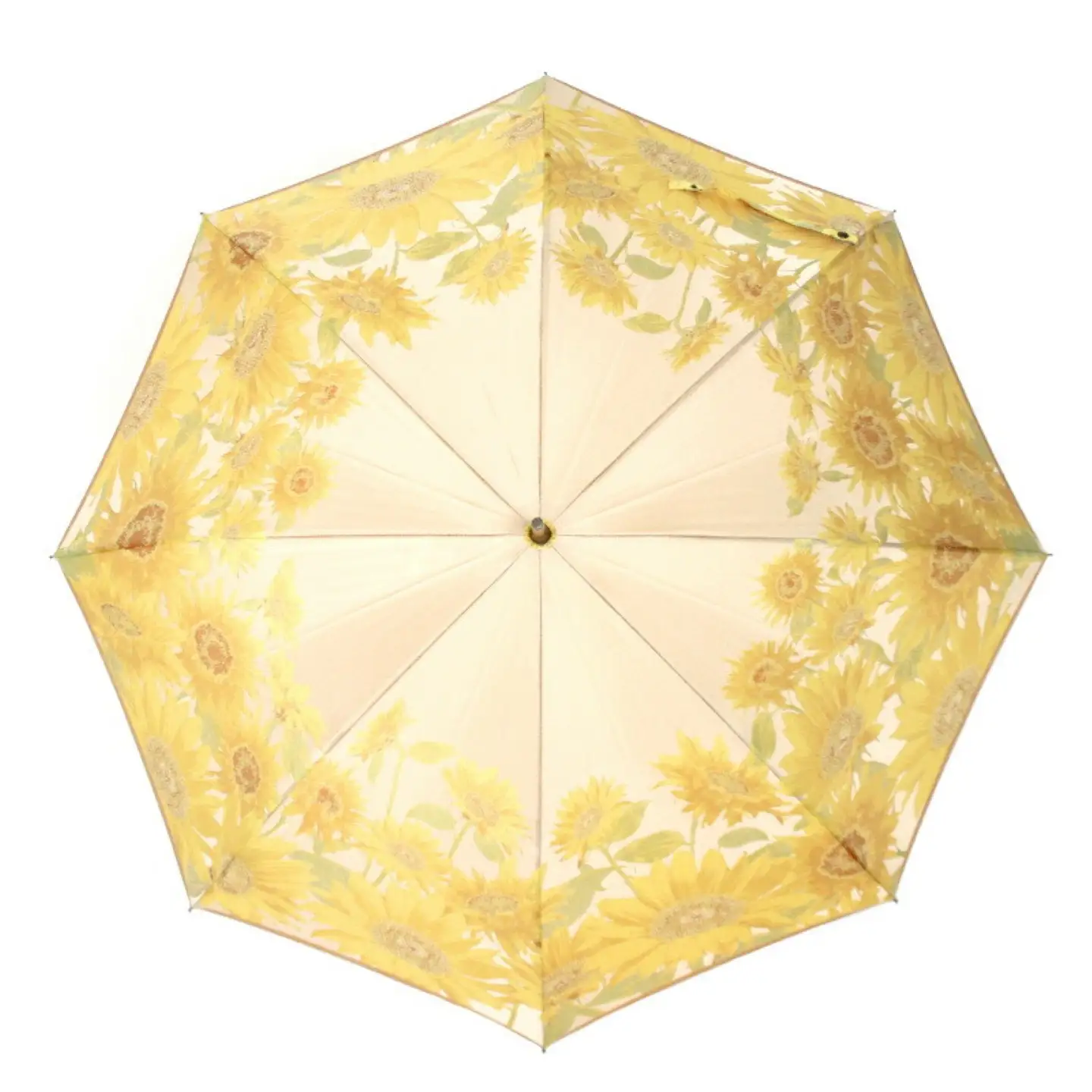 【槙田商店】晴雨兼用長傘　絵おり　向日葵　ベージュ
