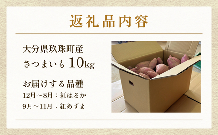 大分県産玖珠産　さつまいも10ｋｇ　紅はるか（12月～8月）紅あずま（9月～11月）　
