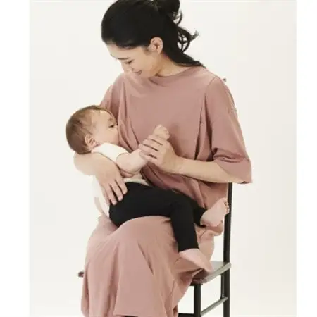 マタニティから使えるモーハウスの授乳服　シンプルワンピース(アプリコット)_装飾品・工芸品 女性・レディース 洋服 _【配送不可地域：離島・沖縄県】【1590251】