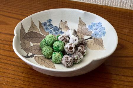和紙染草花文菓子器 (H025112)