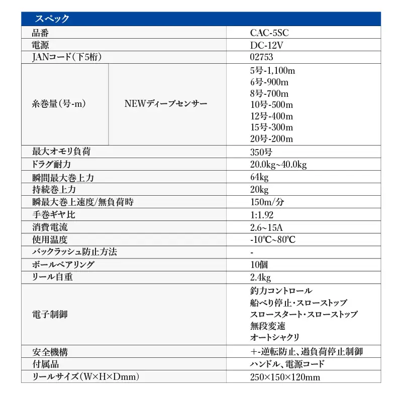 Miya Epoch 電動リール『AC-5SC（12V）』