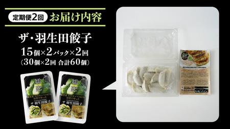 【 定期便 隔月2回 】 まぼろしのキャベツ419使用 ザ・羽生田餃子 15個 × 2パック 計30個 × 2回 ( 合計 60個 ) [AL017tu]