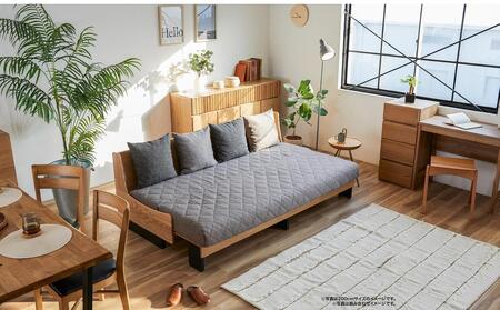 【 シェニール らくらくカバー セット ＜スチールブルー＞ 】 ソファ ソファベッド 幅180 ドロシー2 ごろ寝ソファ ＜ナチュラル×ライトグレー＞【モーブル】【大川家具】