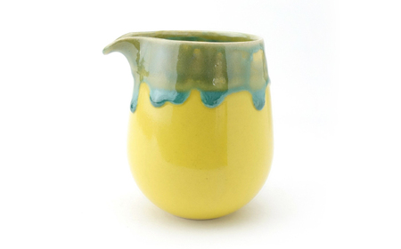 【波佐見焼】Folk Design 片口酒器・盃 黄地緑釉流し 2点セット【玉有】[IE56]