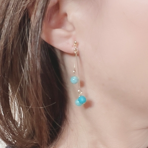 まるでピアスのようなイヤリング＊アマゾナイト [1557]