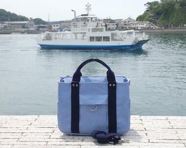 miniーKOGU (A4・ファスナー開閉）水色／紺　2WAY［尾道 帆布鞄 彩工房］